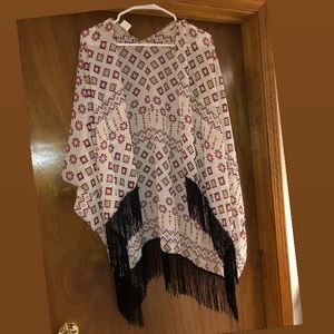 Aztec pink, orange, and black design cover up